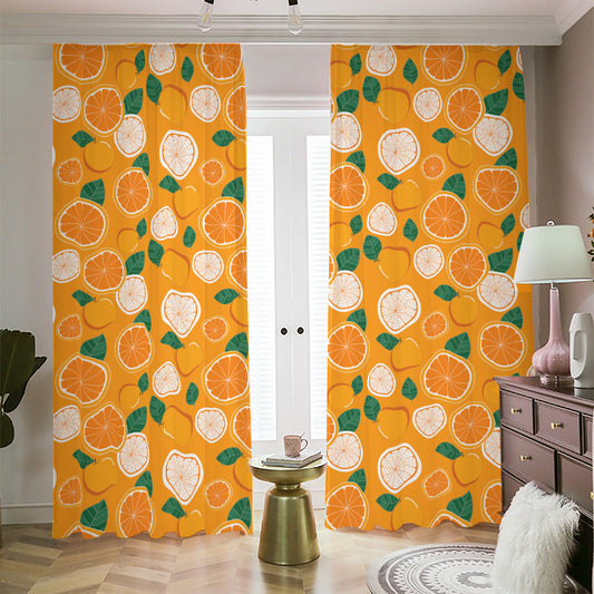Cute Orange Fruit Pattern Print Blackout Pencil Pleat Curtains