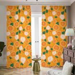 Cute Orange Fruit Pattern Print Blackout Pencil Pleat Curtains
