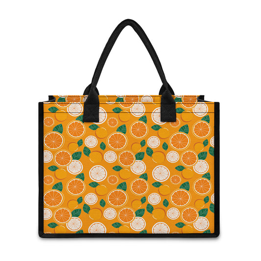 Cute Orange Fruit Pattern Print Canvas Tote Bag
