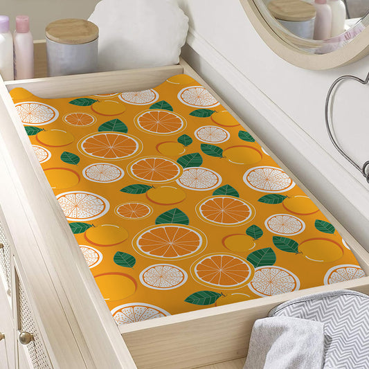 Cute Orange Fruit Pattern Print Changing Pad Cover