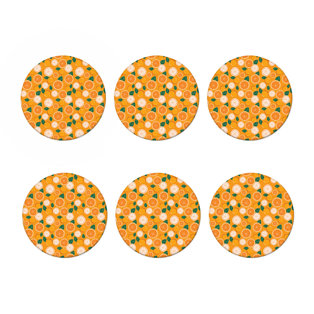 Cute Orange Fruit Pattern Print Coaster Set