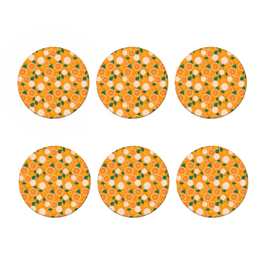Cute Orange Fruit Pattern Print Coaster Set