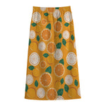 Cute Orange Fruit Pattern Print Cotton Front Slit Maxi Skirt