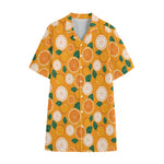 Cute Orange Fruit Pattern Print Cotton Hawaiian Shirt