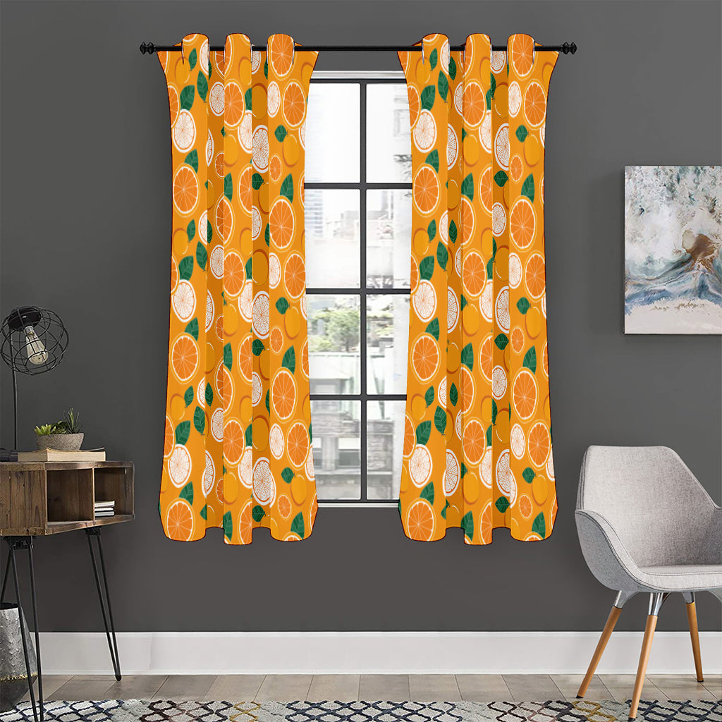 Cute Orange Fruit Pattern Print Curtain