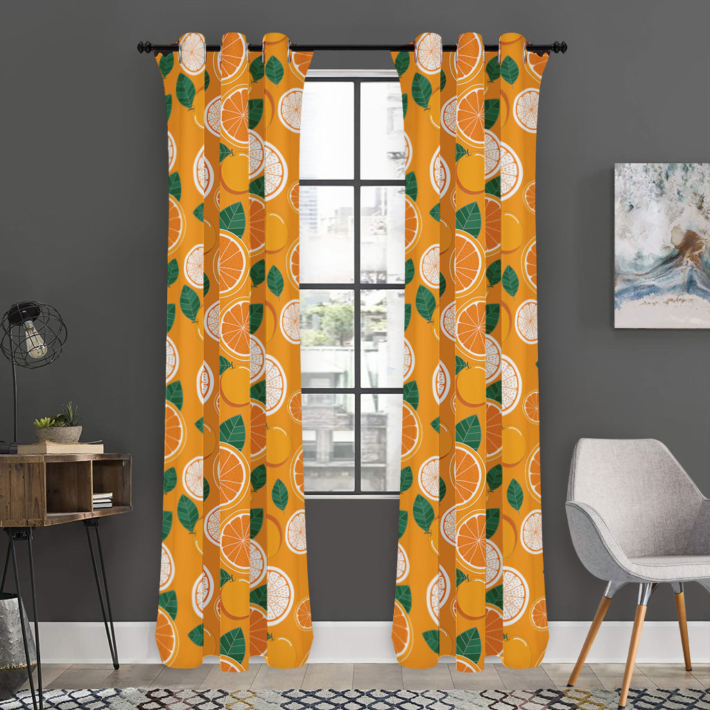 Cute Orange Fruit Pattern Print Curtain