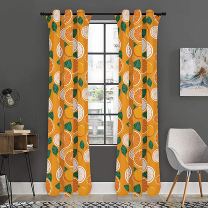 Cute Orange Fruit Pattern Print Curtain
