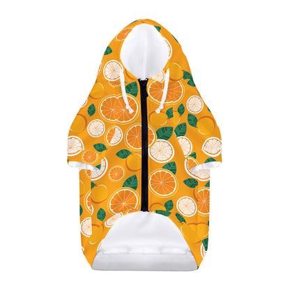Cute Orange Fruit Pattern Print Dog Zip Up Hoodie