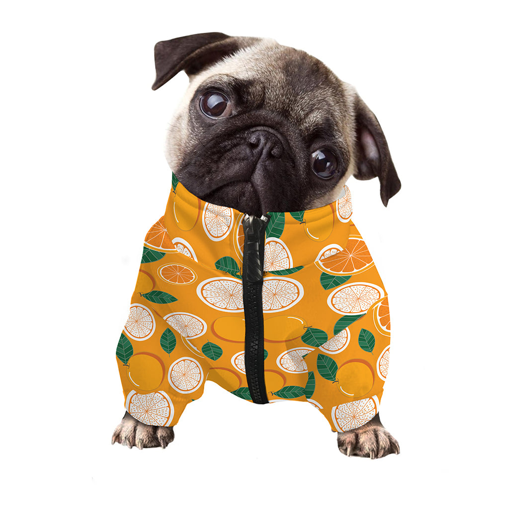 Cute Orange Fruit Pattern Print Dog Zip Up Jacket