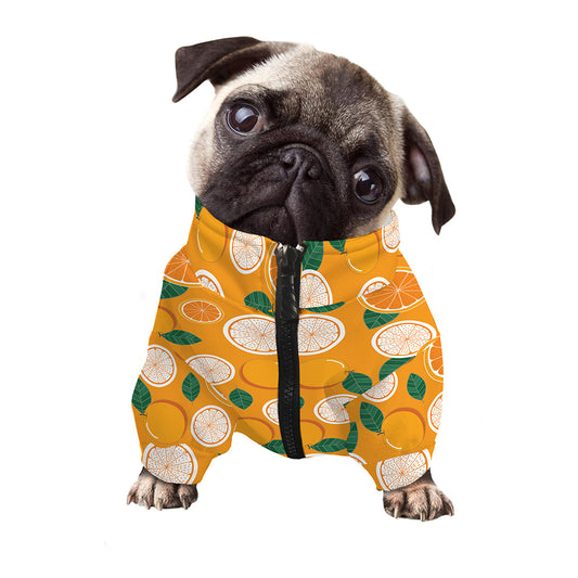 Cute Orange Fruit Pattern Print Dog Zip Up Jacket