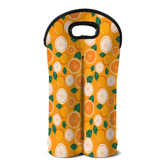 Cute Orange Fruit Pattern Print Double Neoprene Wine Tote