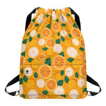 Cute Orange Fruit Pattern Print Drawstring Backpack