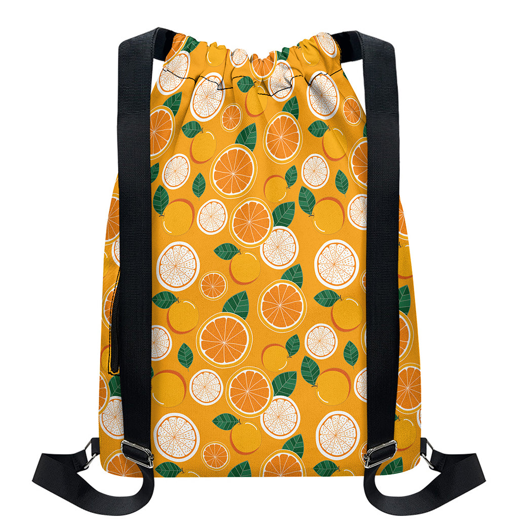 Cute Orange Fruit Pattern Print Drawstring Backpack