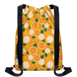 Cute Orange Fruit Pattern Print Drawstring Backpack