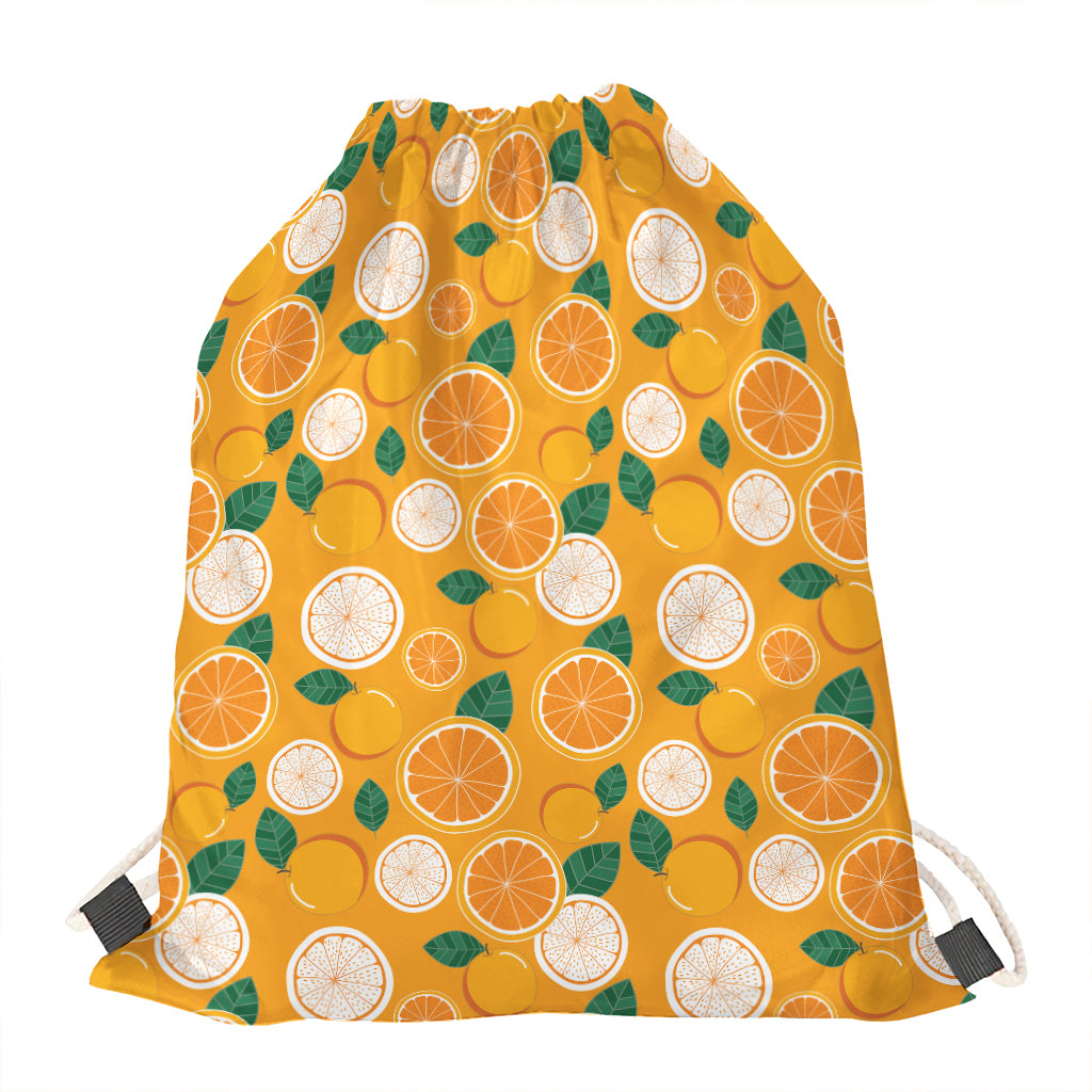 Cute Orange Fruit Pattern Print Drawstring Bag