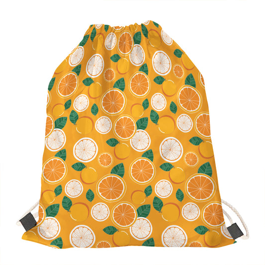 Cute Orange Fruit Pattern Print Drawstring Bag
