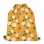 Cute Orange Fruit Pattern Print Drawstring Bag