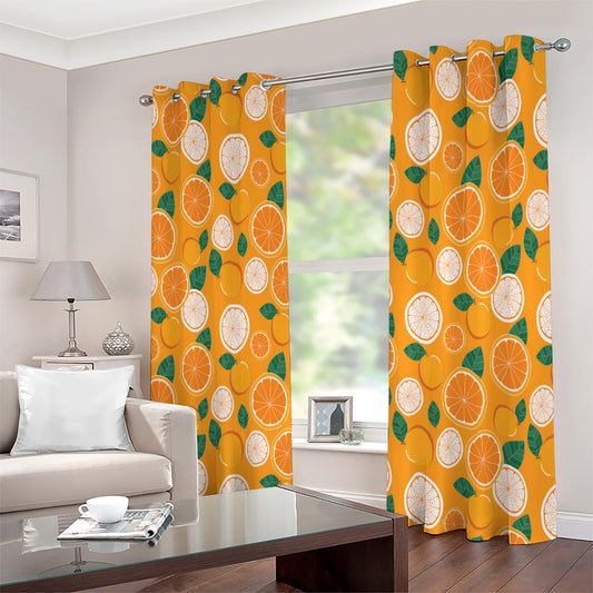 Cute Orange Fruit Pattern Print Extra Wide Grommet Curtains
