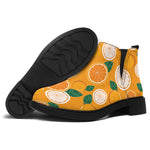 Cute Orange Fruit Pattern Print Flat Ankle Boots