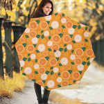 Cute Orange Fruit Pattern Print Foldable Umbrella