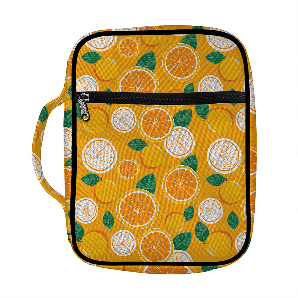Cute Orange Fruit Pattern Print Front Pocket Bible Bag