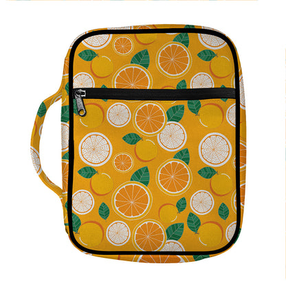 Cute Orange Fruit Pattern Print Front Pocket Bible Bag