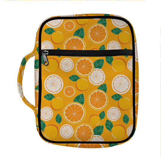 Cute Orange Fruit Pattern Print Front Pocket Bible Bag