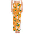 Cute Orange Fruit Pattern Print High Slit Maxi Skirt