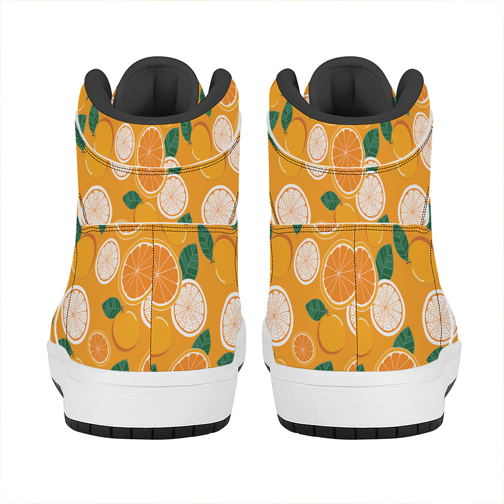 Cute Orange Fruit Pattern Print High Top Leather Sneakers