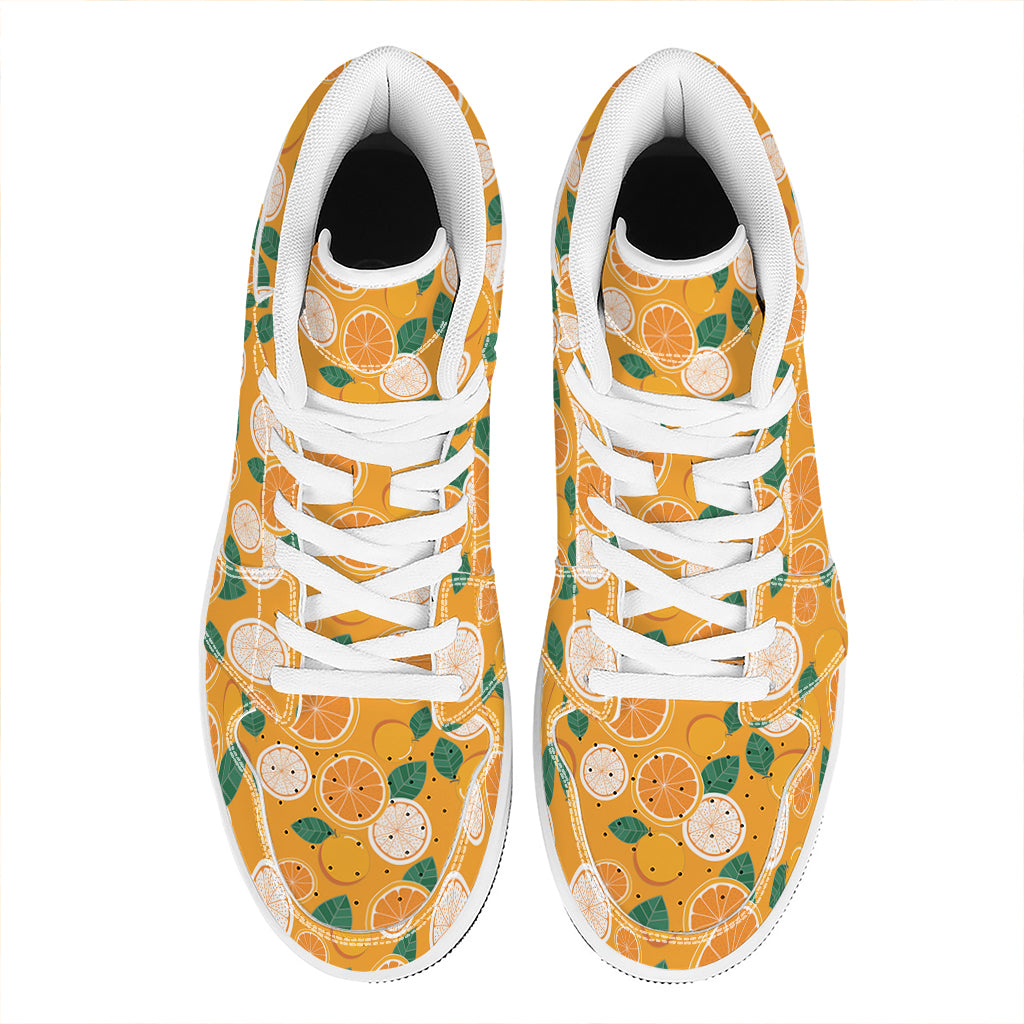 Cute Orange Fruit Pattern Print High Top Leather Sneakers