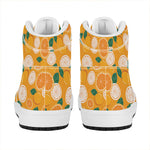 Cute Orange Fruit Pattern Print High Top Leather Sneakers