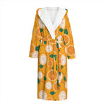 Cute Orange Fruit Pattern Print Hooded Bathrobe