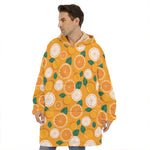Cute Orange Fruit Pattern Print Hoodie Blanket
