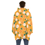 Cute Orange Fruit Pattern Print Hoodie Blanket