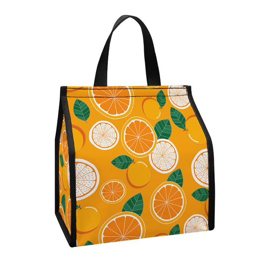 Cute Orange Fruit Pattern Print Insulated Lunch Tote