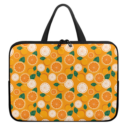 Cute Orange Fruit Pattern Print Laptop Sleeve With Handle