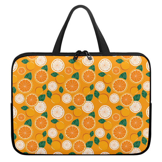 Cute Orange Fruit Pattern Print Laptop Sleeve With Handle