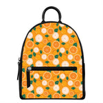 Cute Orange Fruit Pattern Print Leather Backpack