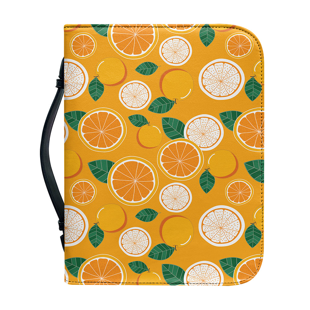 Cute Orange Fruit Pattern Print Leather Bible Cover