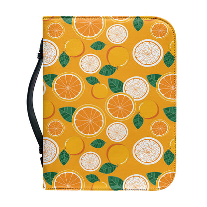 Cute Orange Fruit Pattern Print Leather Bible Cover