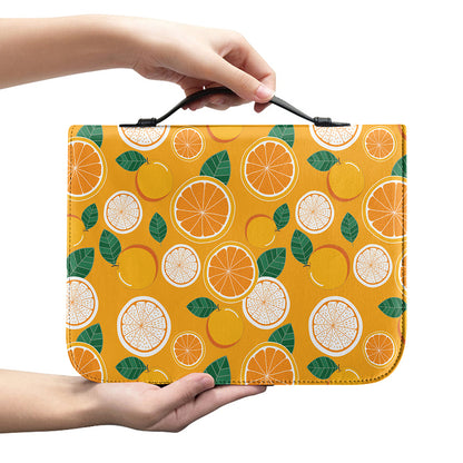 Cute Orange Fruit Pattern Print Leather Bible Cover
