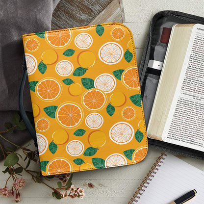 Cute Orange Fruit Pattern Print Leather Bible Cover