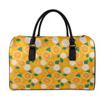 Cute Orange Fruit Pattern Print Leather Duffle Bag