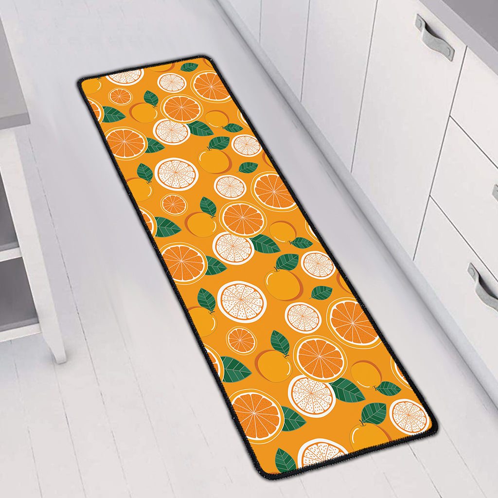 Cute Orange Fruit Pattern Print Long Kitchen Mat