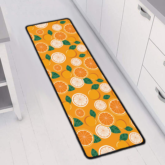 Cute Orange Fruit Pattern Print Long Kitchen Mat