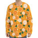 Cute Orange Fruit Pattern Print Long Sleeve Baseball Jersey