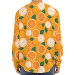 Cute Orange Fruit Pattern Print Long Sleeve Baseball Jersey