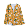 Cute Orange Fruit Pattern Print Long Sleeve Short Coat
