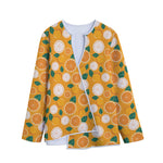 Cute Orange Fruit Pattern Print Long Sleeve Short Coat