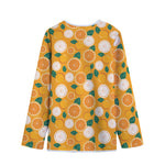 Cute Orange Fruit Pattern Print Long Sleeve Short Coat